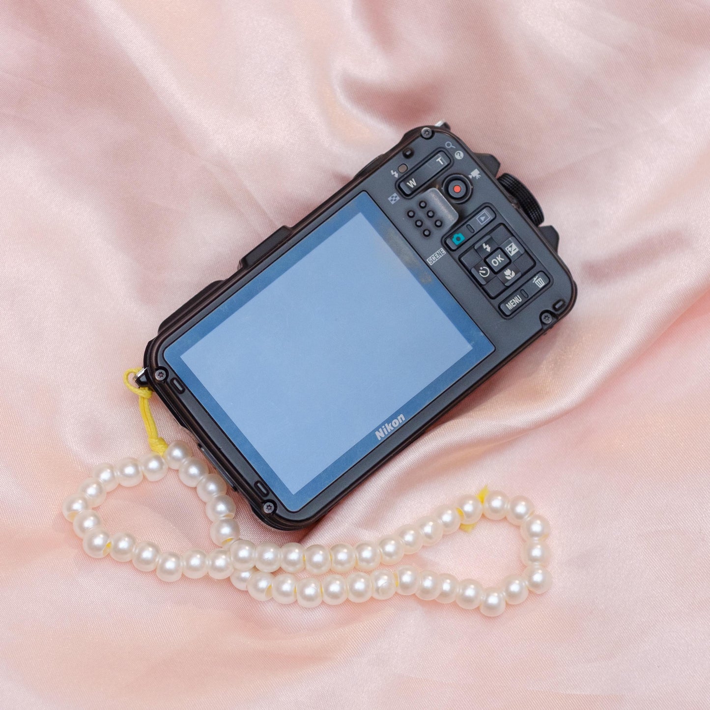 Geniune Cute y2k aesthetic digicam Nikon Coolpix AW 100 waterproof camera with beaded strap PreOwned